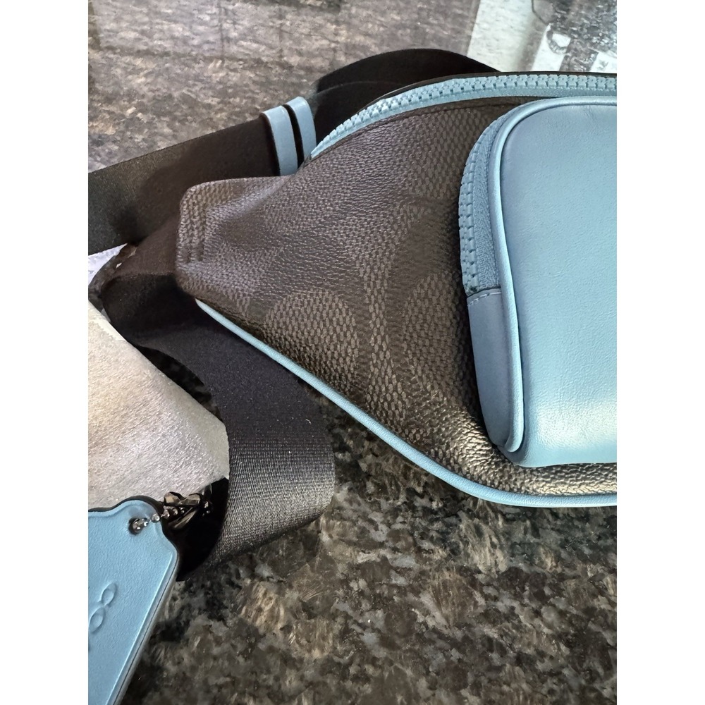 Coach Racer Small Belt Bag Blue And Black Leather $328 Satchel Purse - Picture 5 of 11